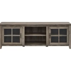 Tv Stands & Media Consoles-Kirkland's Home Wash Glass Door Tv Stand Gray