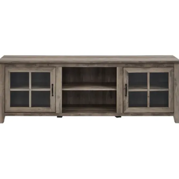 Tv Stands & Media Consoles-Kirkland's Home Wash Glass Door Tv Stand Gray