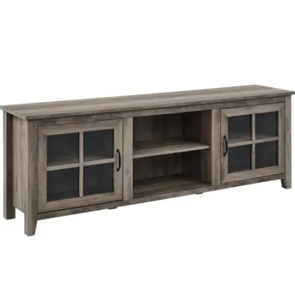 Tv Stands & Media Consoles-Kirkland's Home Wash Glass Door Tv Stand Gray