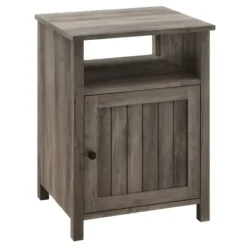Accent & End Tables-Kirkland's Home Wash Grooved Door Side Table Gray