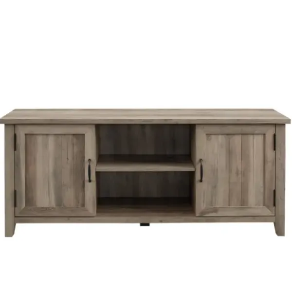 Tv Stands & Media Consoles-Kirkland's Home Wash Grooved Door Tv Stand Gray