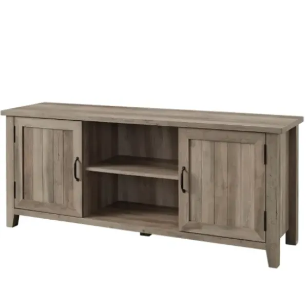 Tv Stands & Media Consoles-Kirkland's Home Wash Grooved Door Tv Stand Gray