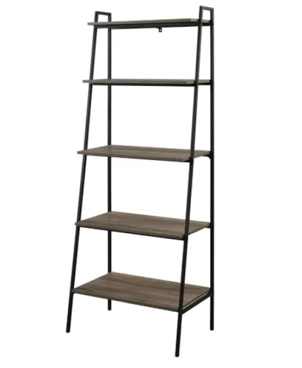 Bookshelves-Kirkland's Home Wash Industrial Ladder Bookshelf Gray