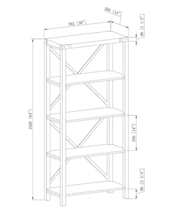 Bookshelves-Kirkland's Home Wash Metal X Frame Back Bookshelf Gray