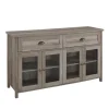 Cabinets & Sideboards-Kirkland's Home Wash Rustic Glass Front Sideboard Gray
