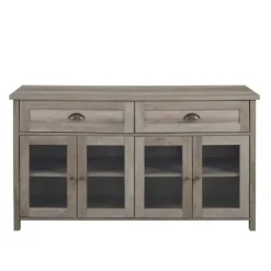 Cabinets & Sideboards-Kirkland's Home Wash Rustic Glass Front Sideboard Gray