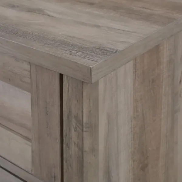 Cabinets & Sideboards-Kirkland's Home Wash Rustic Glass Front Sideboard Gray