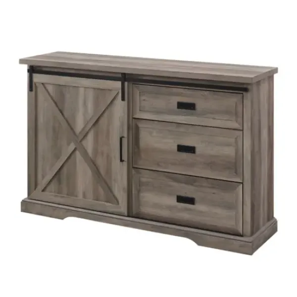 Cabinets & Sideboards-Kirkland's Home Wash Sliding Barn Door Sideboard Gray