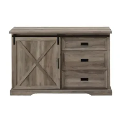 Cabinets & Sideboards-Kirkland's Home Wash Sliding Barn Door Sideboard Gray