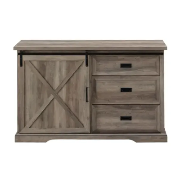 Cabinets & Sideboards-Kirkland's Home Wash Sliding Barn Door Sideboard Gray