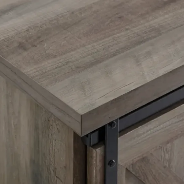Cabinets & Sideboards-Kirkland's Home Wash Sliding Barn Door Sideboard Gray