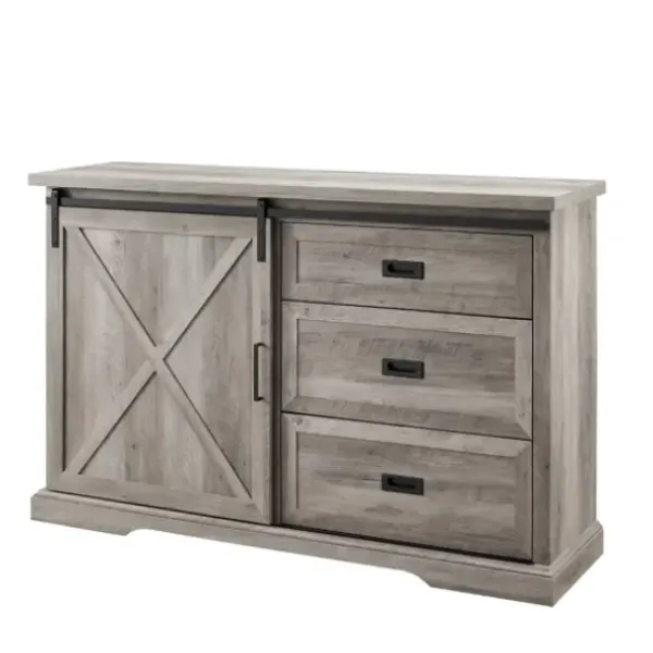 Cabinets & Sideboards-Kirkland's Home Wash Sliding Barn Door Sideboard Gray
