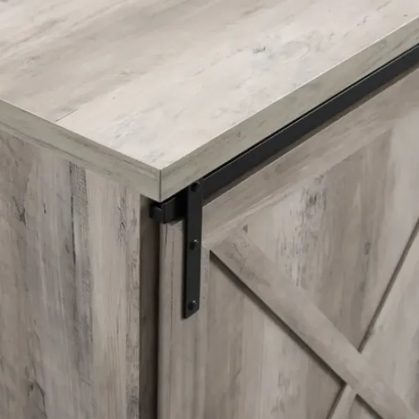 Cabinets & Sideboards-Kirkland's Home Wash Sliding Barn Door Sideboard Gray