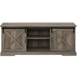 Tv Stands & Media Consoles-Kirkland's Home Wash Sliding Barn Door Tv Stand Gray