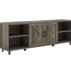 Tv Stands & Media Consoles-Kirkland's Home Wash Wood Helix Open Shelf Tv Stand Gray