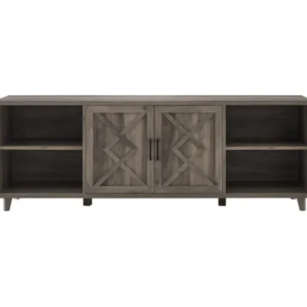 Tv Stands & Media Consoles-Kirkland's Home Wash Wood Helix Open Shelf Tv Stand Gray