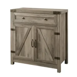 Cabinets & Sideboards-Kirkland's Home Wash Wooden And Metal Barn Door Cabinet Gray