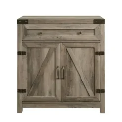 Cabinets & Sideboards-Kirkland's Home Wash Wooden And Metal Barn Door Cabinet Gray