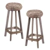 Bar Stools & Counter Height Stools-Kirkland's Home Wash Woven Hyacinth Bar Stools, Set Of 2 Gray
