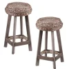 Bar Stools & Counter Height Stools-Kirkland's Home Wash Woven Hyacinth Counter Stools, Set Of 2 Gray
