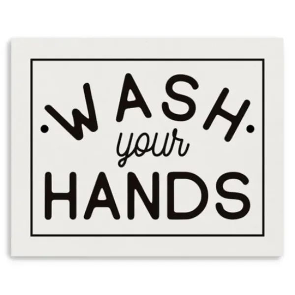 Wall Quotes & Signs-Kirkland's Home Wash Your Hands Giclee Canvas Art Print, 20X16 In. Black/White