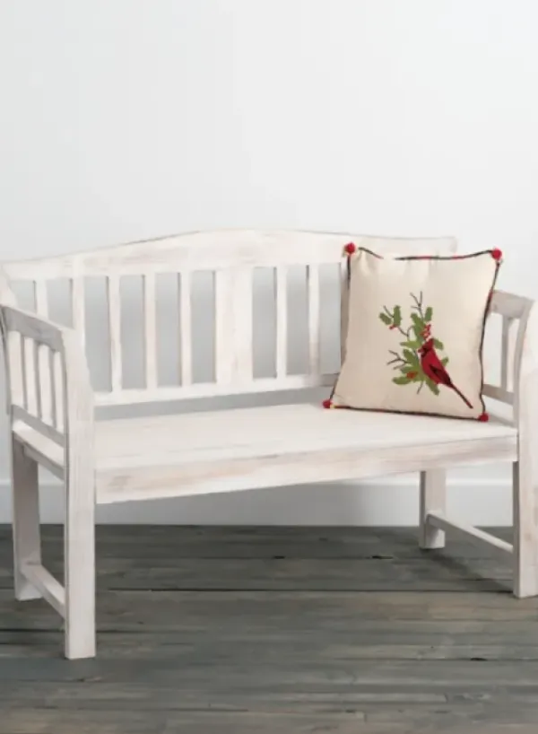 Benches & Ottomans-Kirkland's Home Washed Arched Wood Bench White