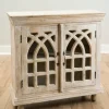 Cabinets & Sideboards-Kirkland's Home Washed Arched Wooden Cabinet White