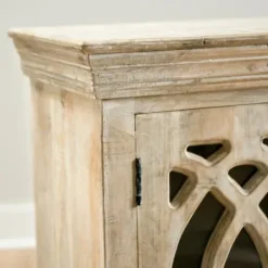 Cabinets & Sideboards-Kirkland's Home Washed Arched Wooden Cabinet White