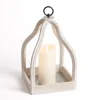 Lanterns-Kirkland's Home Washed Beaded Open Lantern, 14 In. White