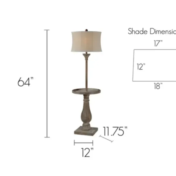 Floor Lamps-Kirkland's Home Washed Driftwood Floor Lamp With Tray Table Ivory