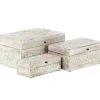Baskets & Boxes-Kirkland's Home Washed Floral Carved Wood Boxes, Set Of 3 White