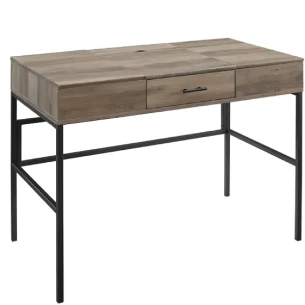 Office Furniture-Kirkland's Home Washed Lift Top Storage Desk Gray