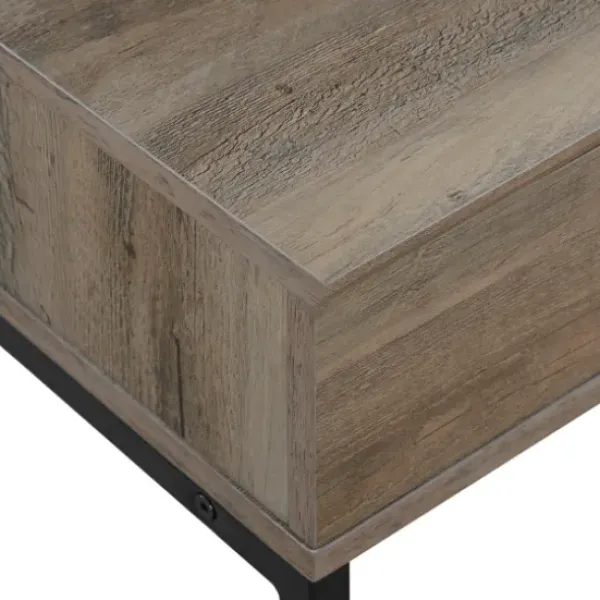 Office Furniture-Kirkland's Home Washed Lift Top Storage Desk Gray