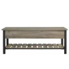 Entryway Furniture-Kirkland's Home Washed Lift-Top Storage Bench Gray