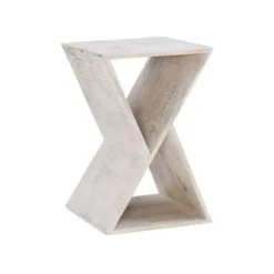 Accent & End Tables-Kirkland's Home Washed Mango Wood Hourglass Accent Table White