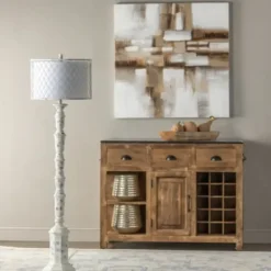 Floor Lamps-Kirkland's Home Washed Resin Encased Shade Floor Lamp White