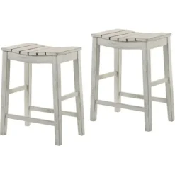 Bar Stools & Counter Height Stools-Kirkland's Home Washed Saddle Seat Counter Stools, Set Of 2 White