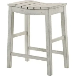 Bar Stools & Counter Height Stools-Kirkland's Home Washed Saddle Seat Counter Stools, Set Of 2 White