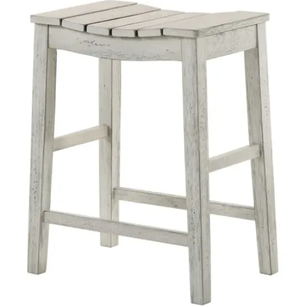 Bar Stools & Counter Height Stools-Kirkland's Home Washed Saddle Seat Counter Stools, Set Of 2 White