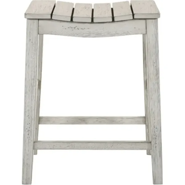 Bar Stools & Counter Height Stools-Kirkland's Home Washed Saddle Seat Counter Stools, Set Of 2 White