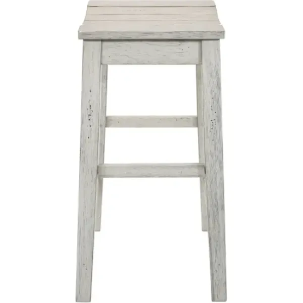 Bar Stools & Counter Height Stools-Kirkland's Home Washed Saddle Seat Counter Stools, Set Of 2 White