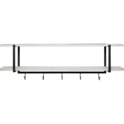 Shelves-Kirkland's Home Washed Two Tier Metal And Wood Wall Shelf White