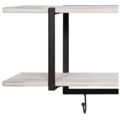 Shelves-Kirkland's Home Washed Two Tier Metal And Wood Wall Shelf White