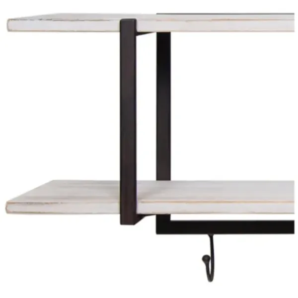 Shelves-Kirkland's Home Washed Two Tier Metal And Wood Wall Shelf White