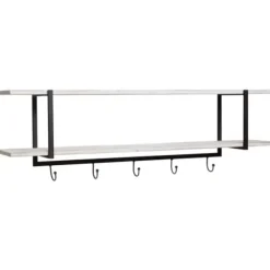 Shelves-Kirkland's Home Washed Two Tier Metal And Wood Wall Shelf White