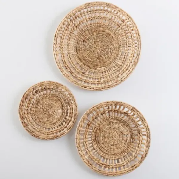 Wall Plaques-Kirkland's Home Water Hyacinth Basket Wall Plaques, Set Of 3 Tan