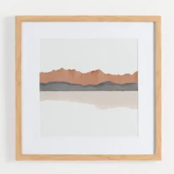 Framed Art-Kirkland's Home Watercolor Desert Range Framed Art Print White/Tan/Gray