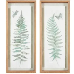 Framed Art-Kirkland's Home Watercolor Ferns 2-Pc. Framed Wall Art Green/White/Brown