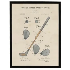 Framed Art-Kirkland's Home Watercolor Golf Club Framed Art Print Gray/Tan