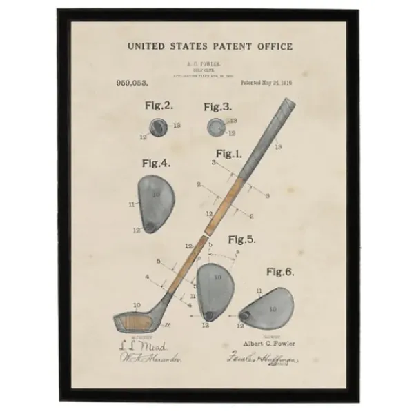 Framed Art-Kirkland's Home Watercolor Golf Club Framed Art Print Gray/Tan